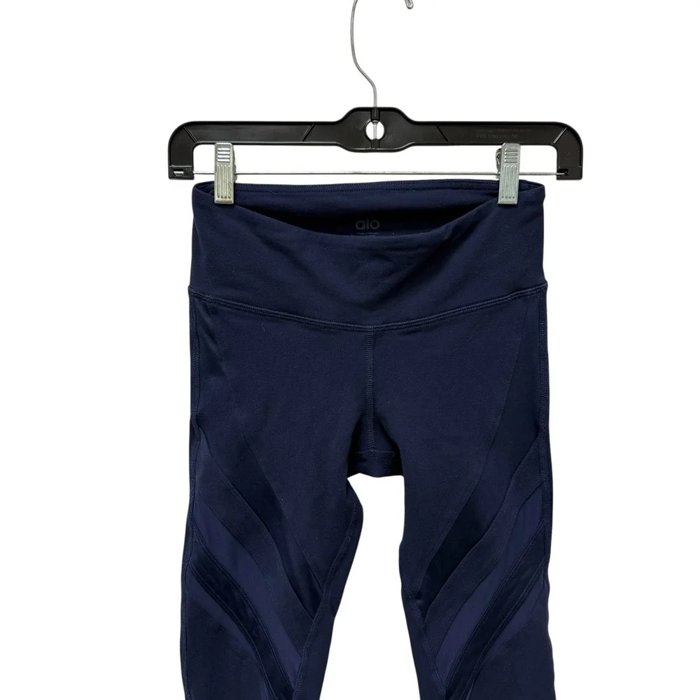 ALO Yoga Epic Leggings Mesh Athletic Workout Navy‎ Size XXS